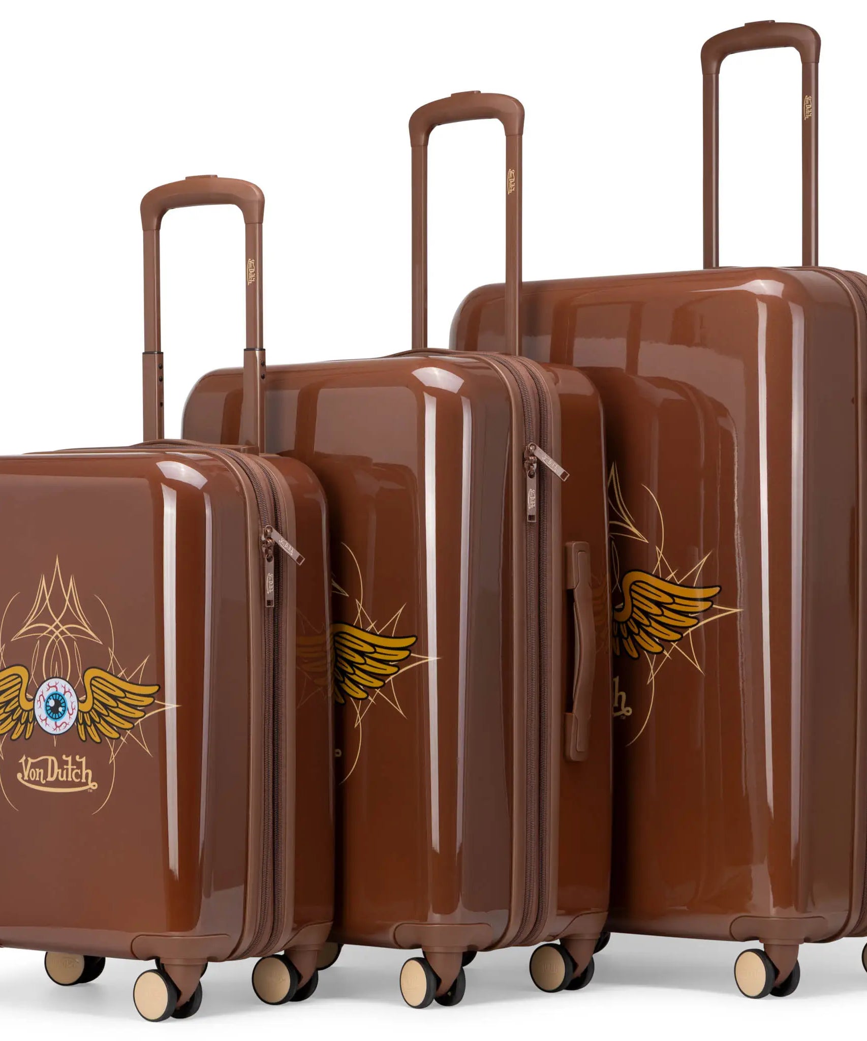 Kustom Kulture 3-teiliges, erweiterbares Hartschalen-Kofferset mit Spinner-Rädern