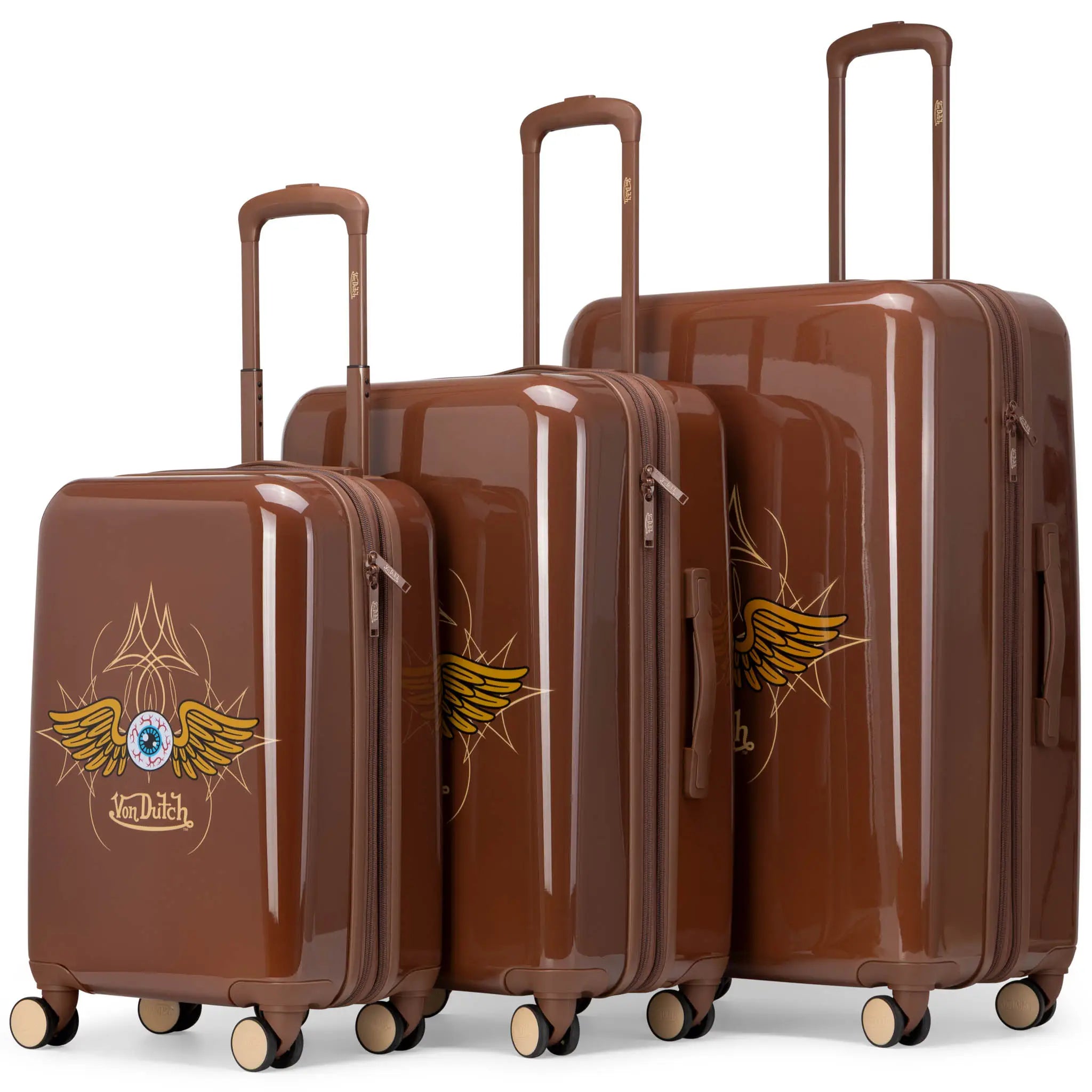 Kustom Kulture 3-teiliges, erweiterbares Hartschalen-Kofferset mit Spinner-Rädern