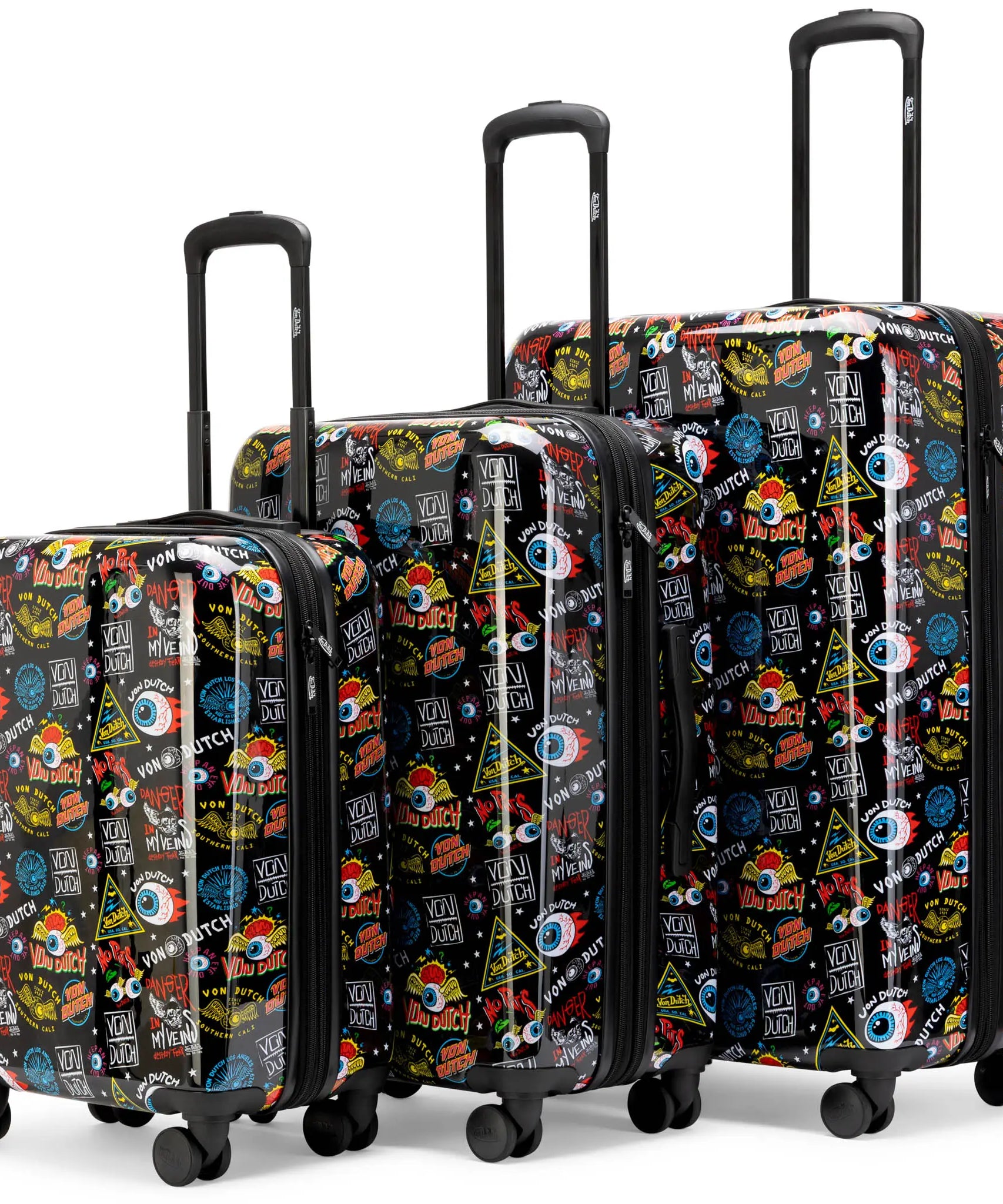 Kustom Kulture 3-teiliges, erweiterbares Hartschalen-Kofferset mit Spinner-Rädern