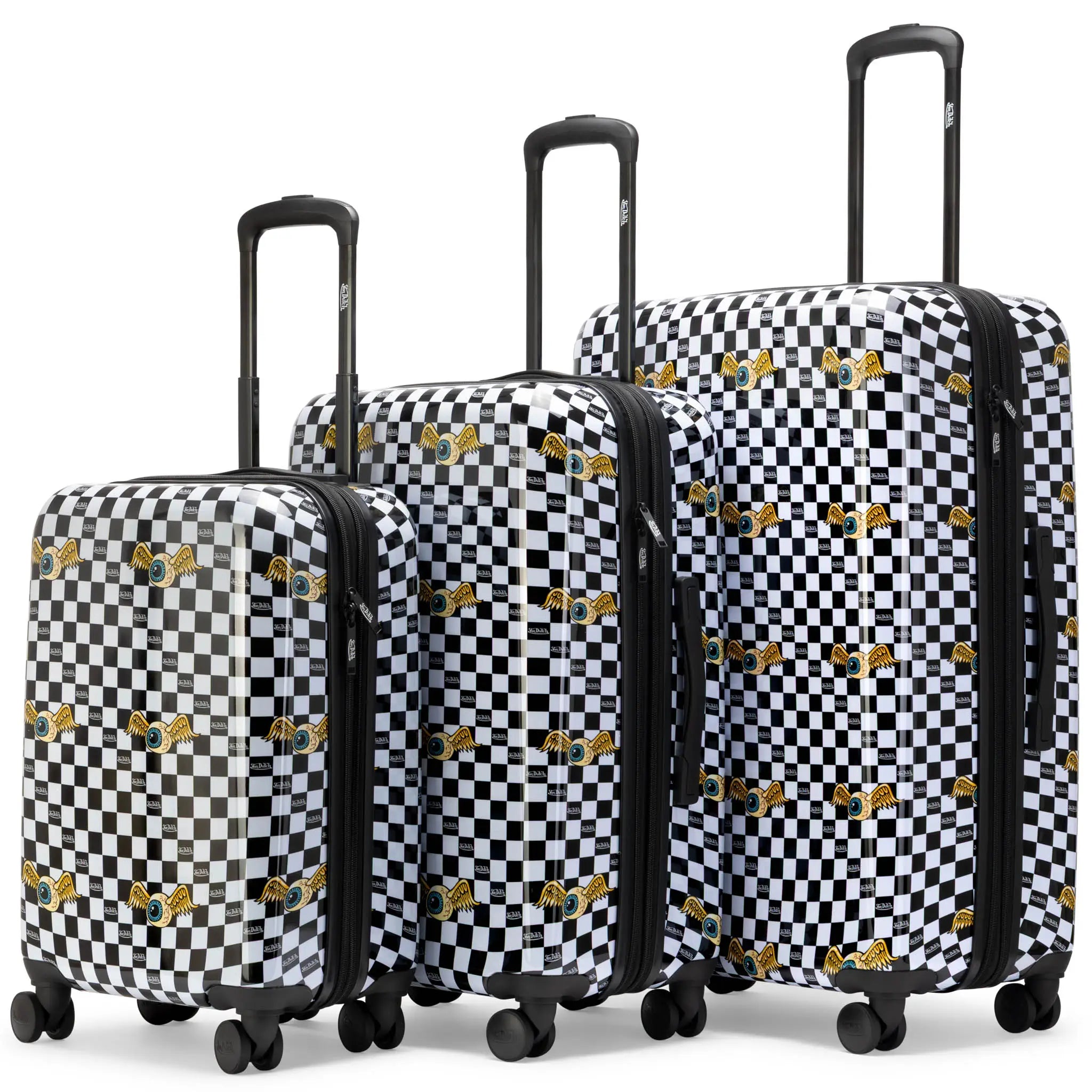 Kustom Kulture 3-teiliges, erweiterbares Hartschalen-Kofferset mit Spinner-Rädern