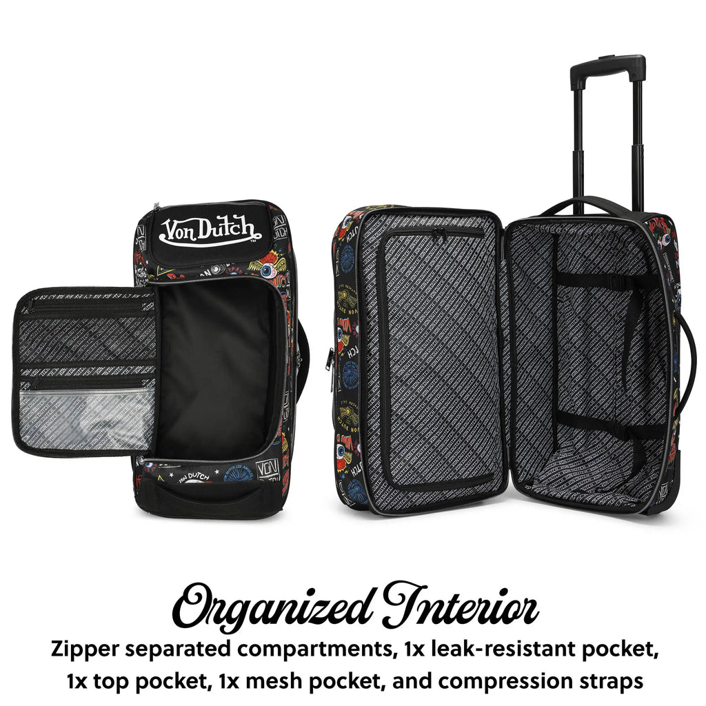 Jax Black 20" Carry-on Rolling Duffel