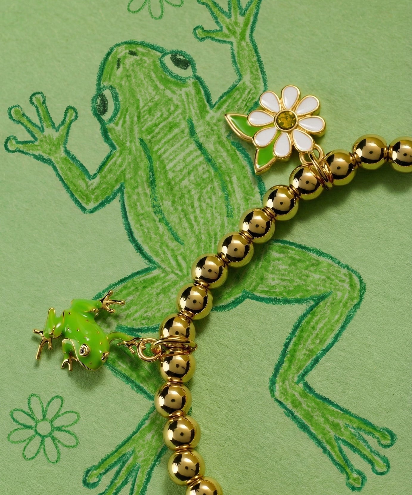 Crayola Fan Favorites Forest Green Charm Stretch Bracelet