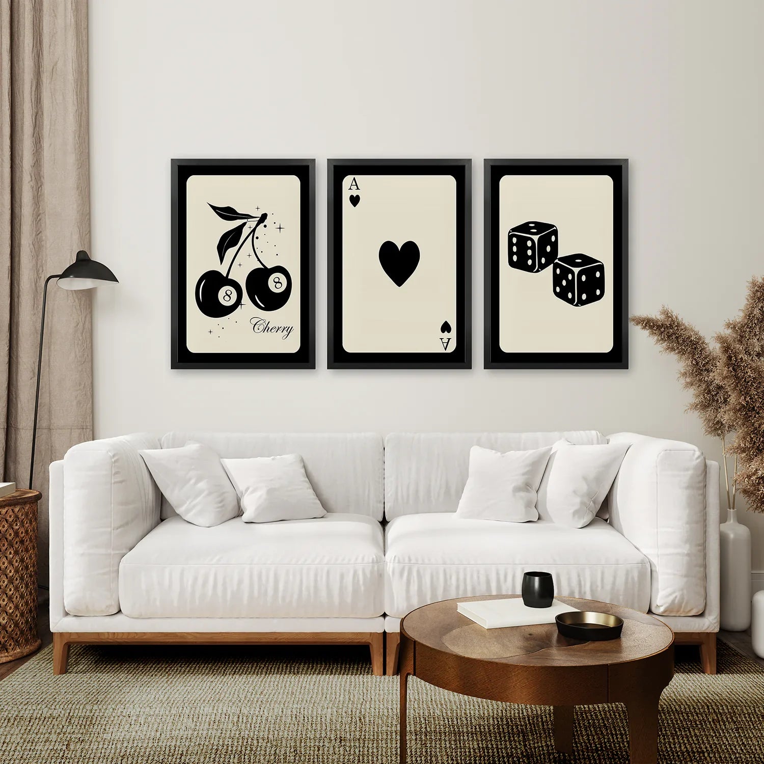 Schwarz Beige Set aus 3 Vintage Spielkarten