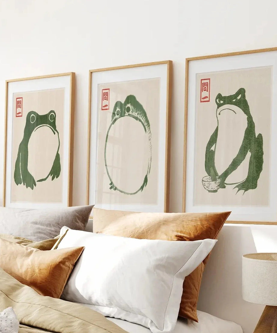 Japanisches Matsumoto Hoji Frosch Wandkunstdruck-Set