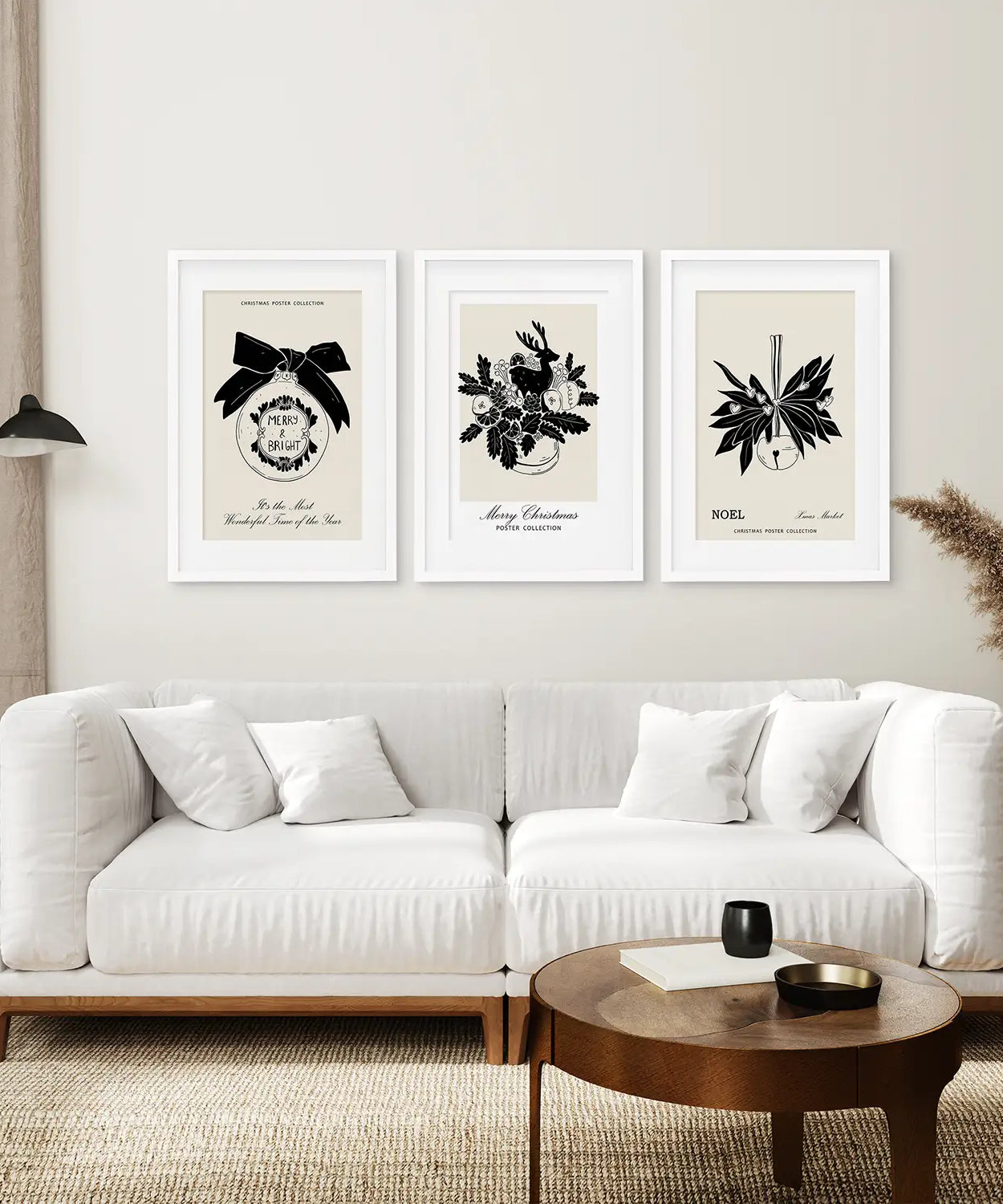 Vintage Rustikales 3-teiliges Weihnachts-Wandbild-Set