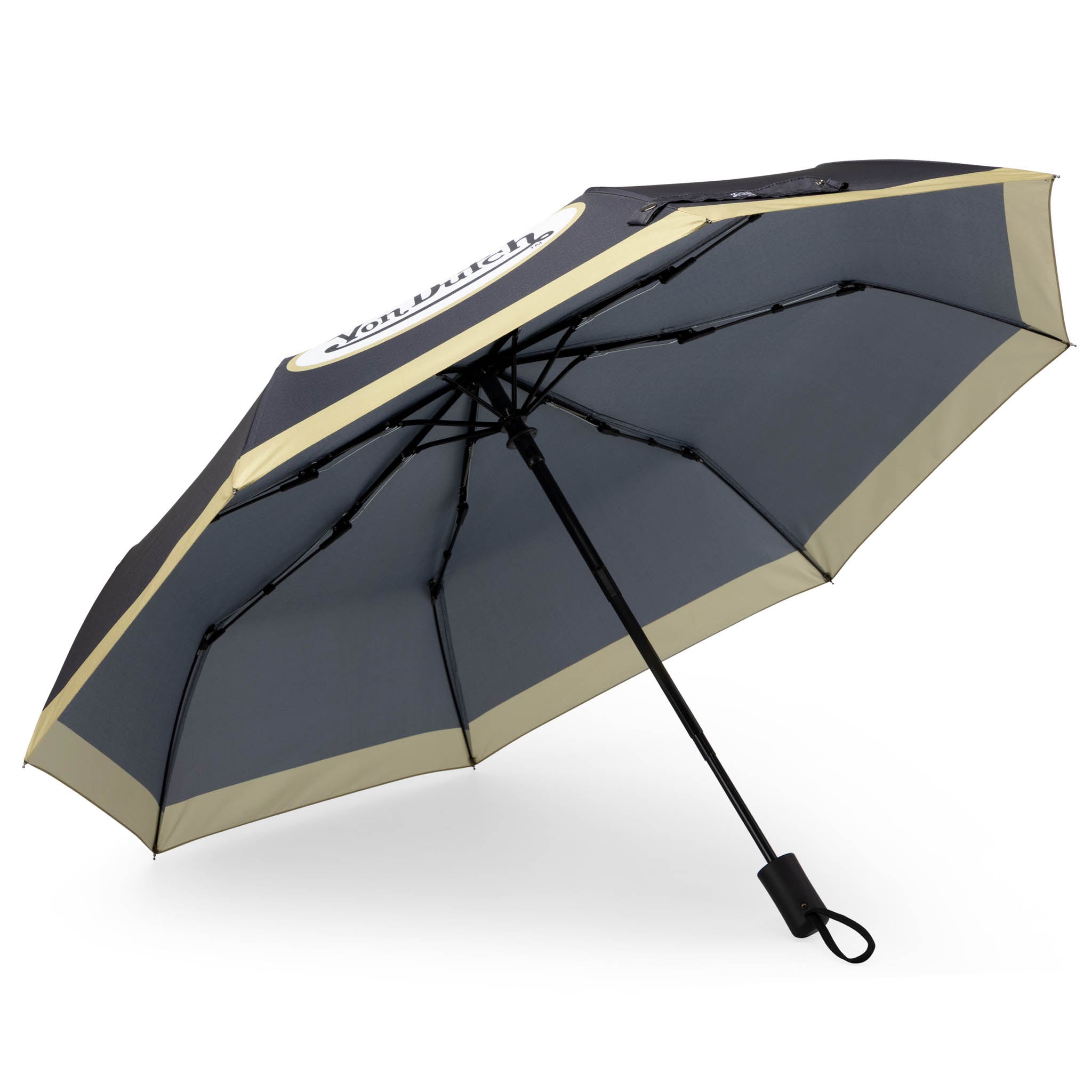 Gold Logo Compact Automatic Umbrella, Strong & Portable