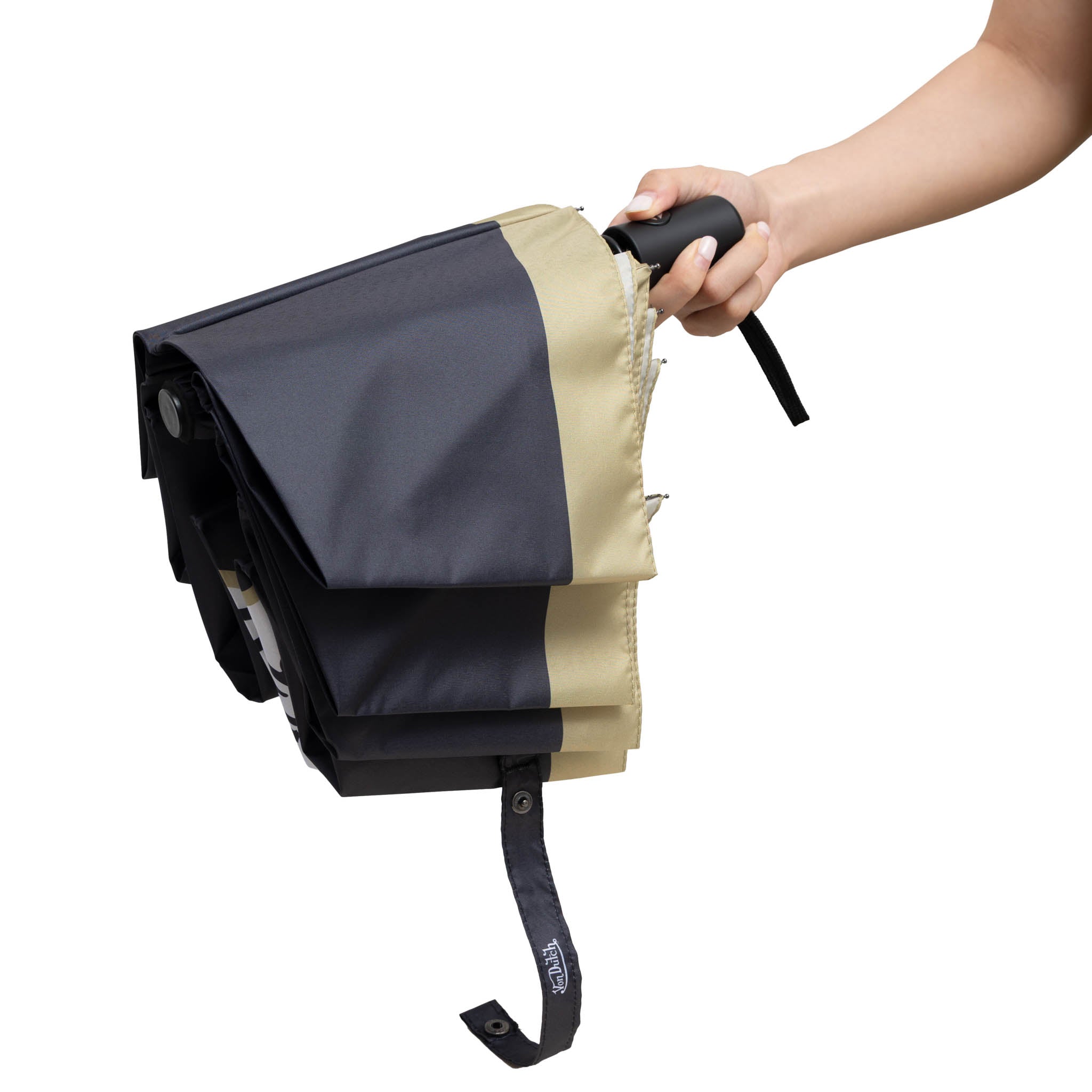 Gold Logo Compact Automatic Umbrella, Strong & Portable