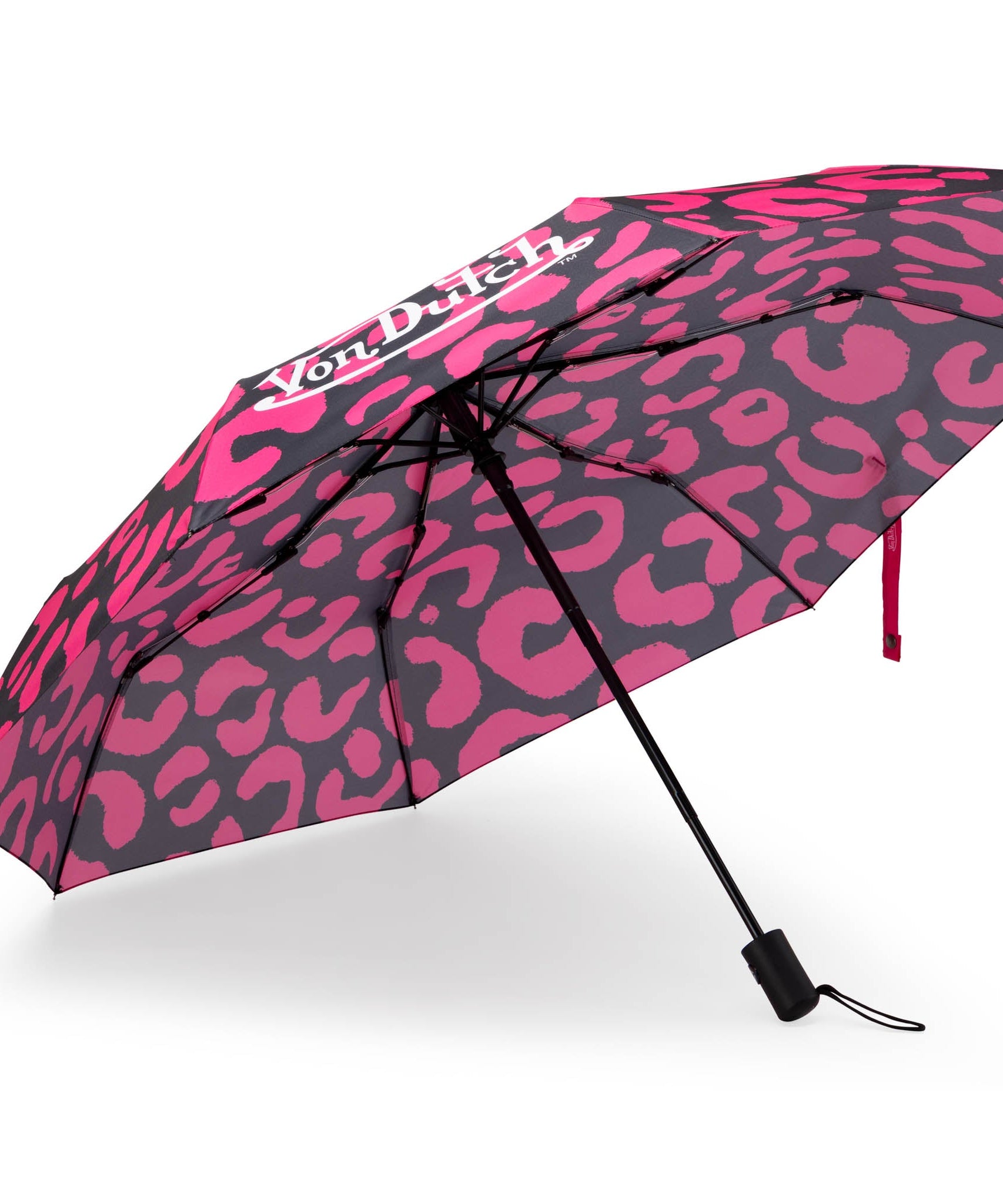 Heißrosa Geparden Kompakt-Automatik-Regenschirm, Stark & Tragbar