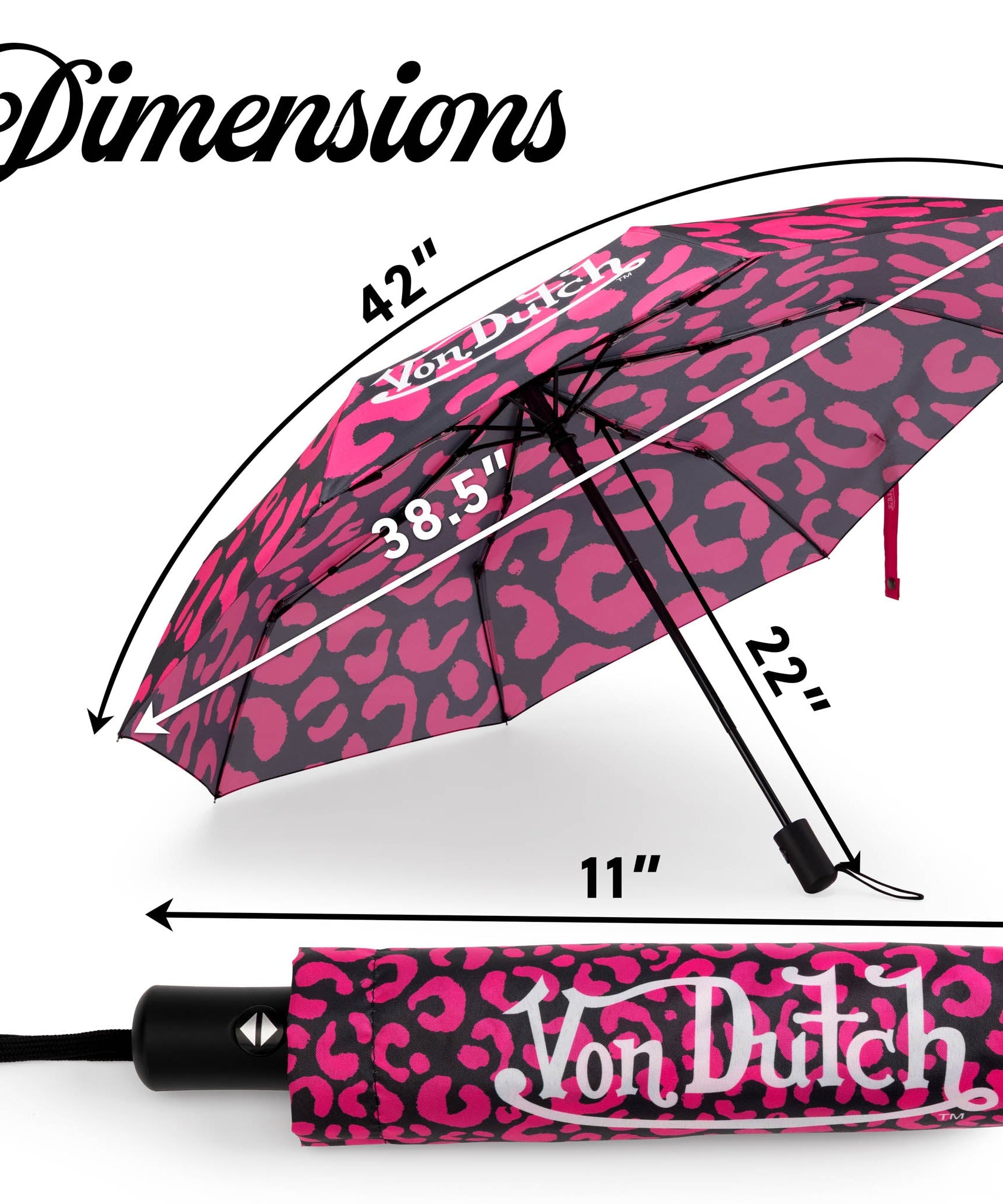 Heißrosa Geparden Kompakt-Automatik-Regenschirm, Stark & Tragbar