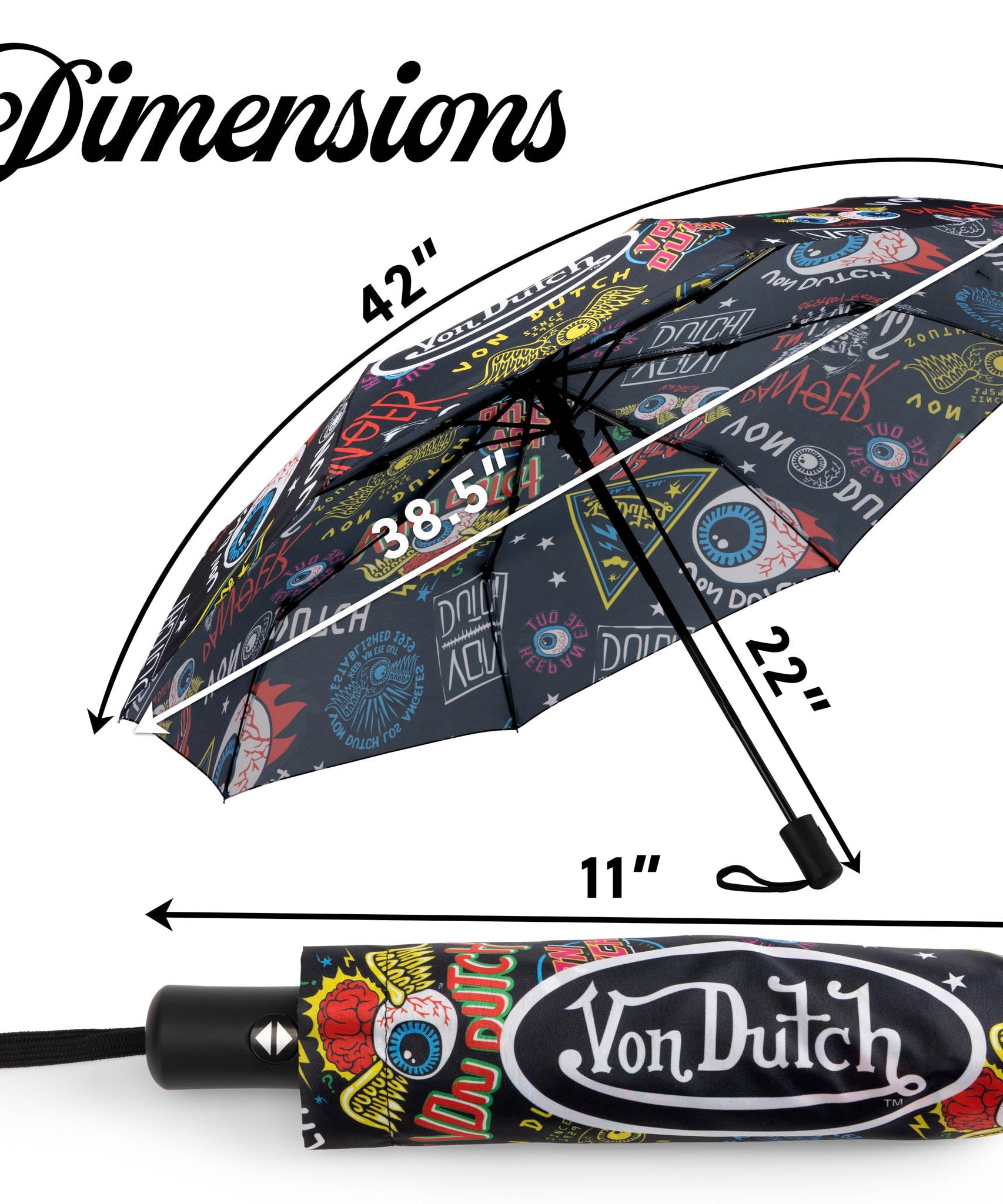 Jax Black Kompakt Automatik-Regenschirm, Stark & Tragbar