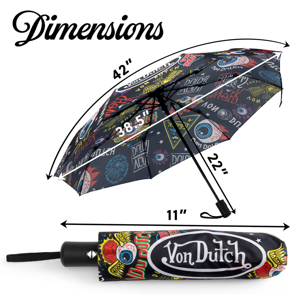 Jax Black Compact Automatic Umbrella, Strong & Portable