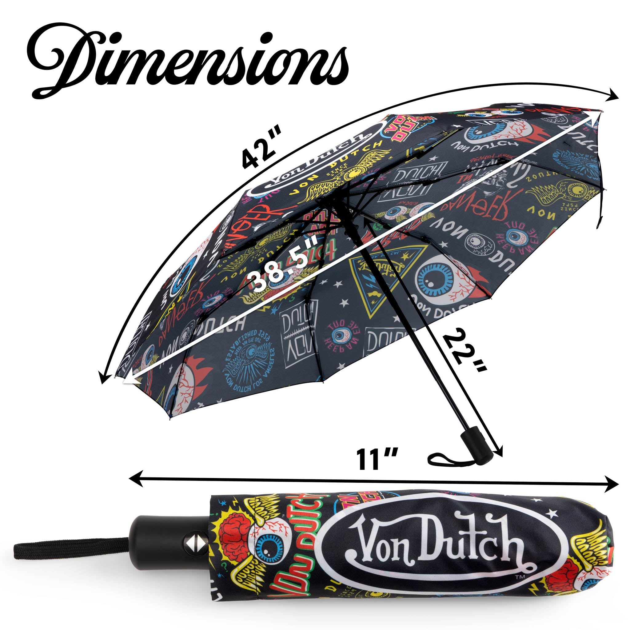 Jax Black Kompakt Automatik-Regenschirm, Stark & Tragbar