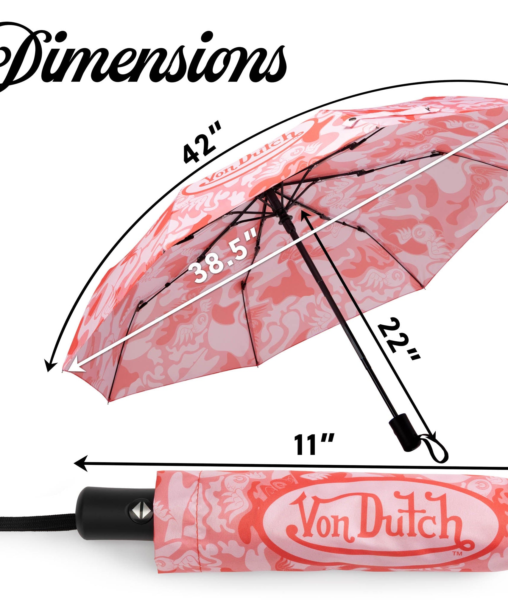Rosa Camo Kompakt-Automatikschirm, Robust & Handlich