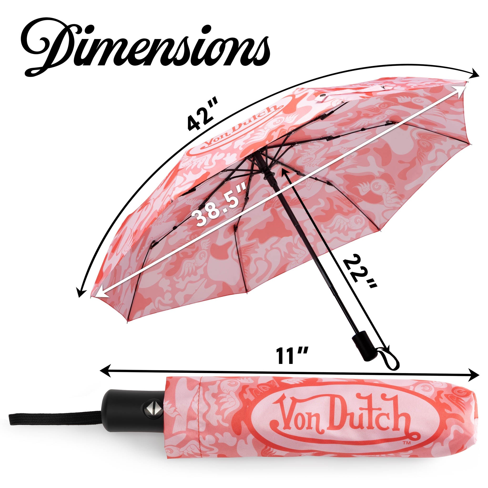 Pink Camo Compact Automatic Umbrella, Strong & Portable
