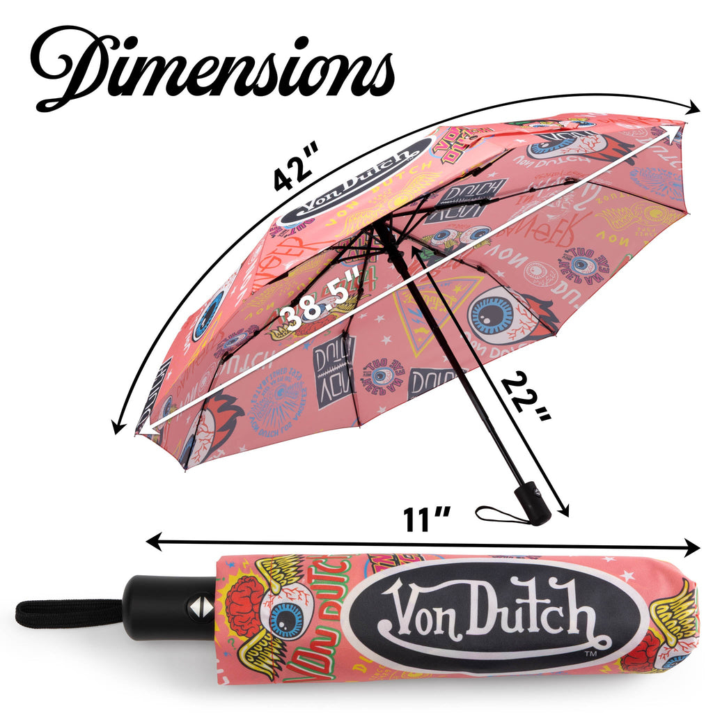 Pink Jax Compact Automatic Umbrella, Strong & Portable