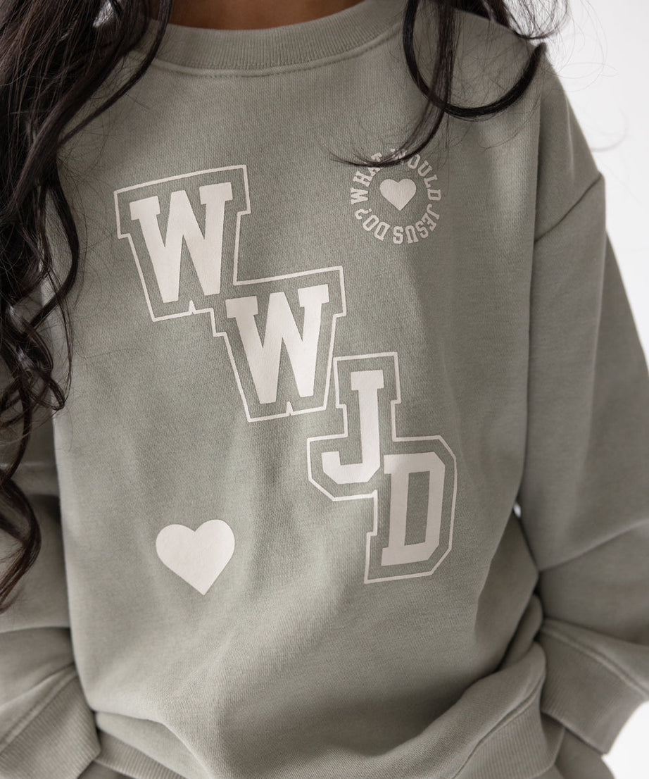 WWJD Varsity Kids Rundhalsshirt