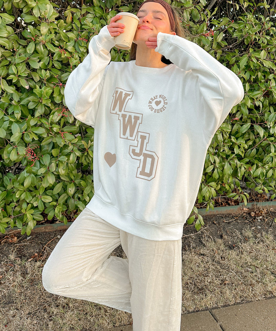 WWJD Varsity Unisex Crewneck