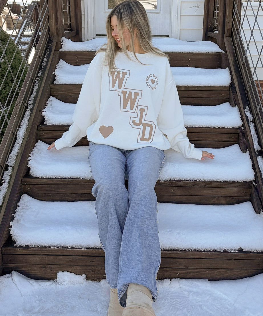 WWJD Varsity Unisex Crewneck