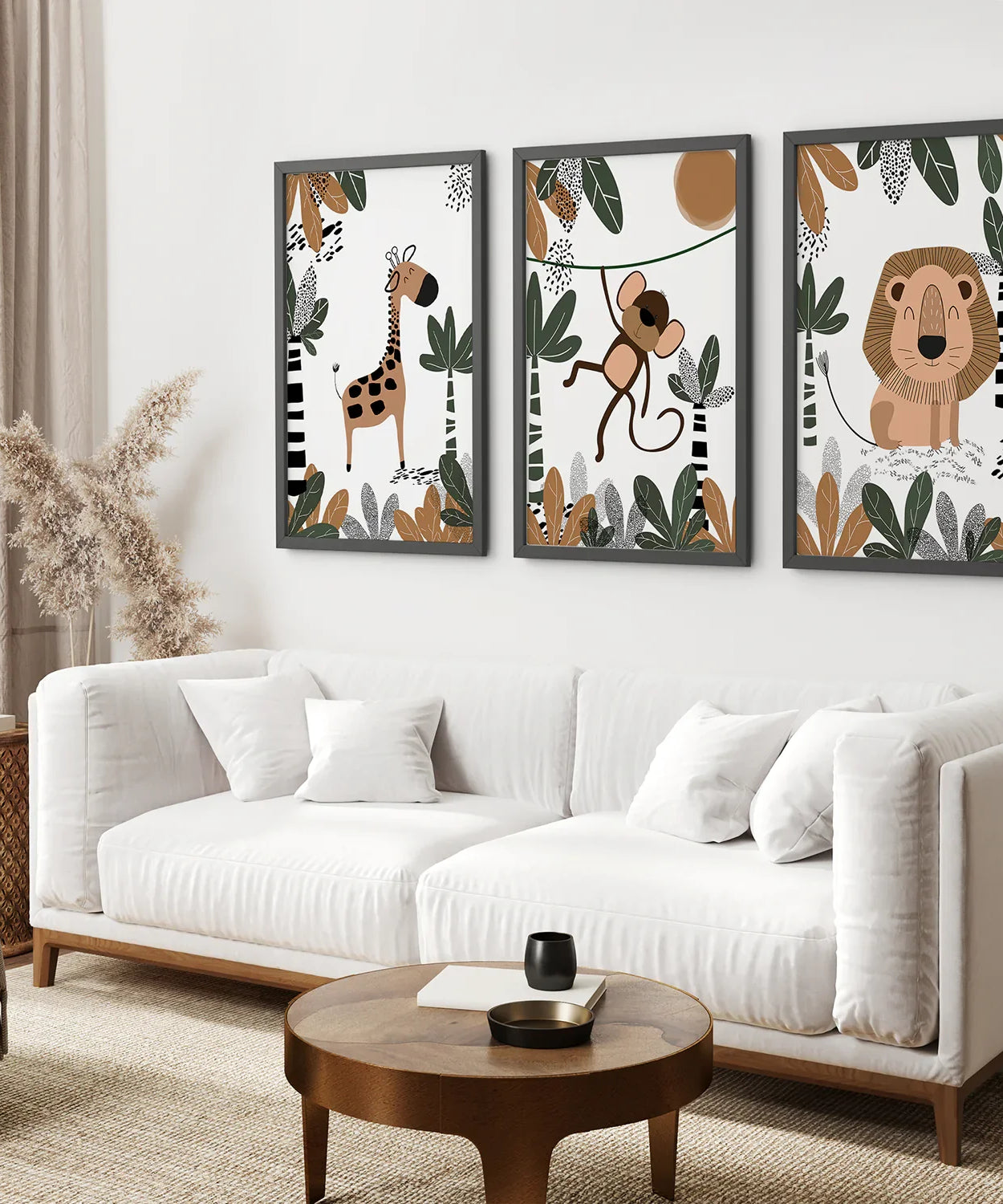 Safari Animals Wall Art Set of 3 Prints for Nursery