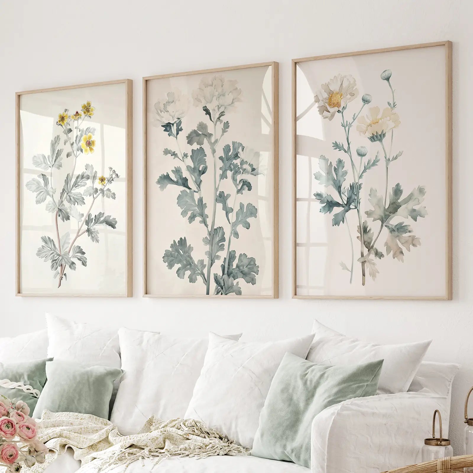 Wandbilder-Set: Wiesenblumen-Aquarellposter
