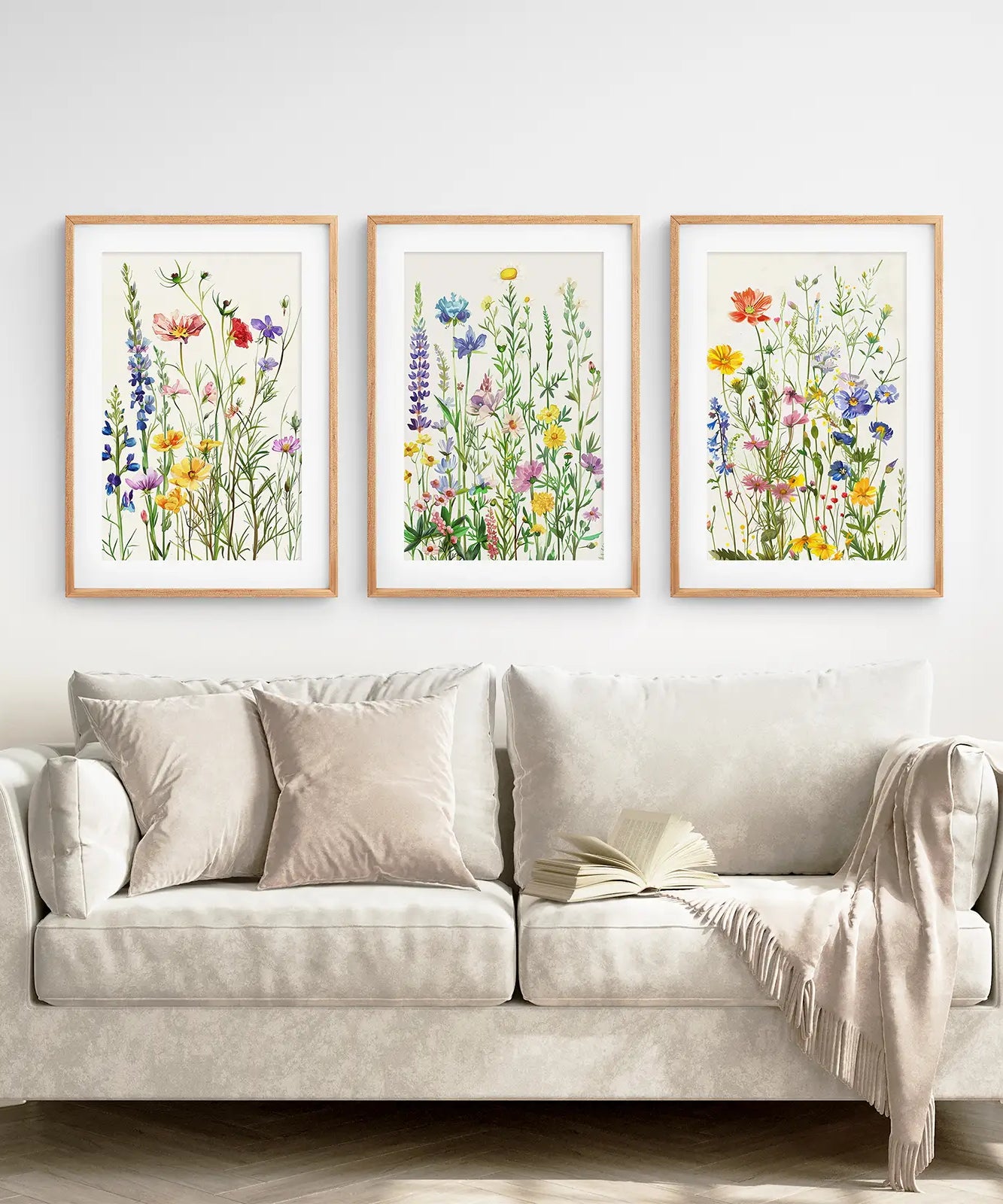 Blumenwiesen-Wandkunst Aquarell-Drucke