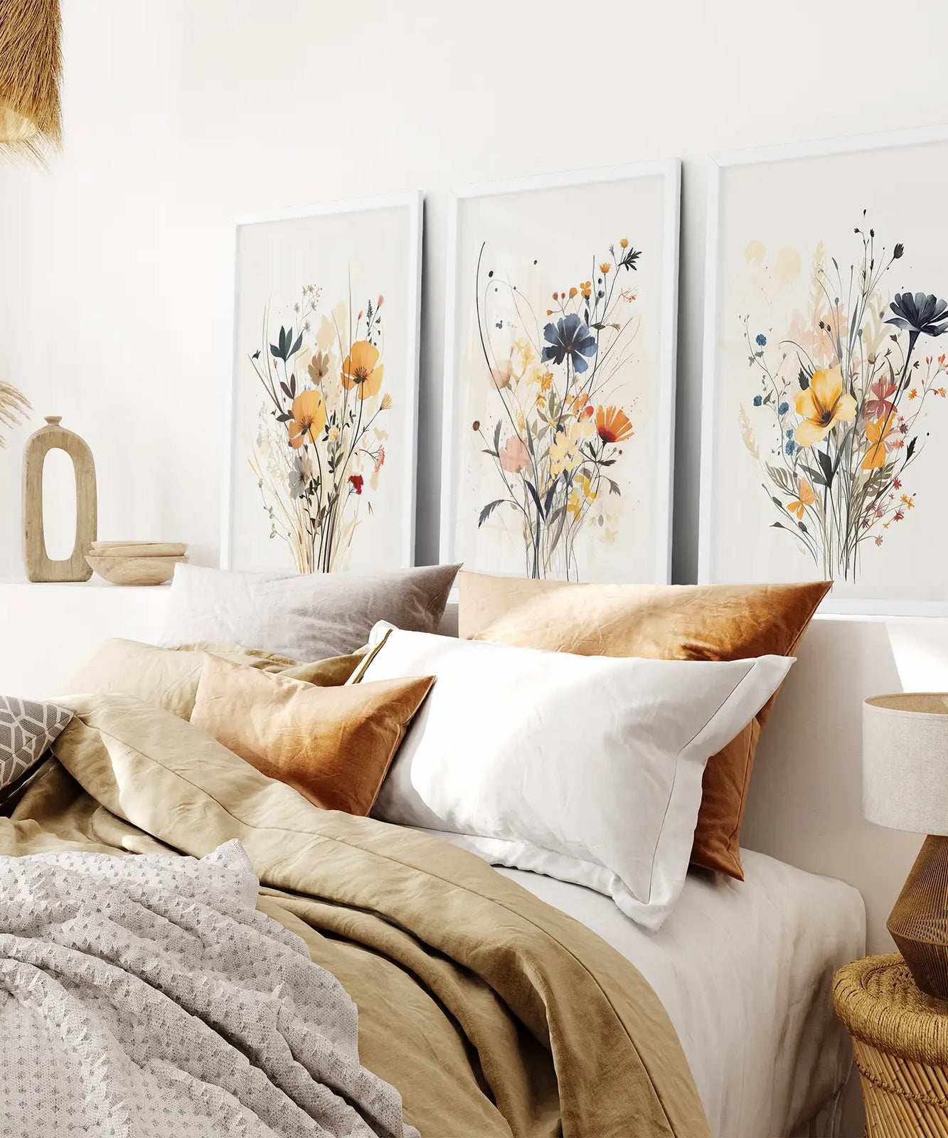 Set Kunstdrucke neutrale Aquarell-Wildblumen