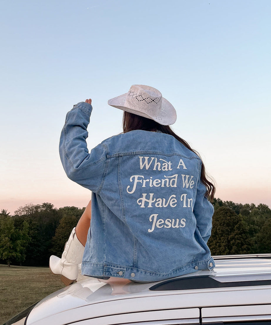 What a Friend In Jesus Denim Jacket