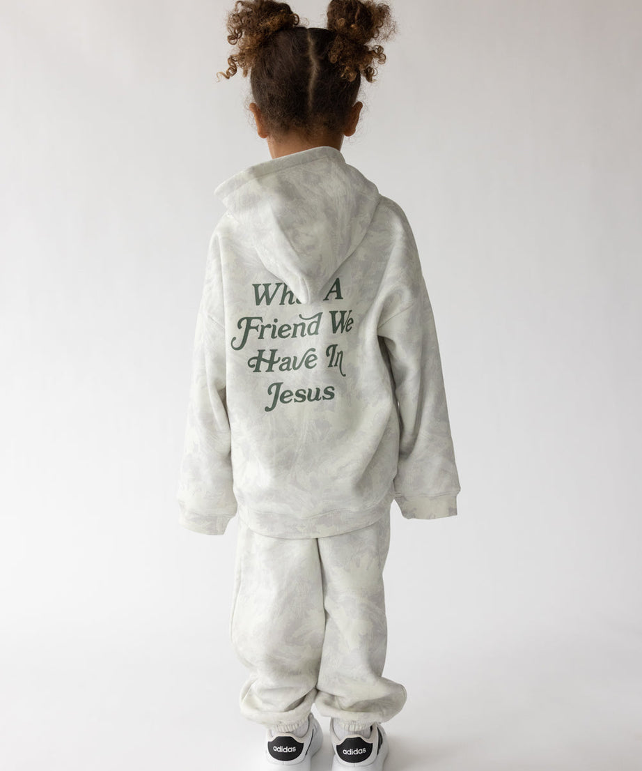 What a Friend in Jesus Camo Kinder Hoodie
