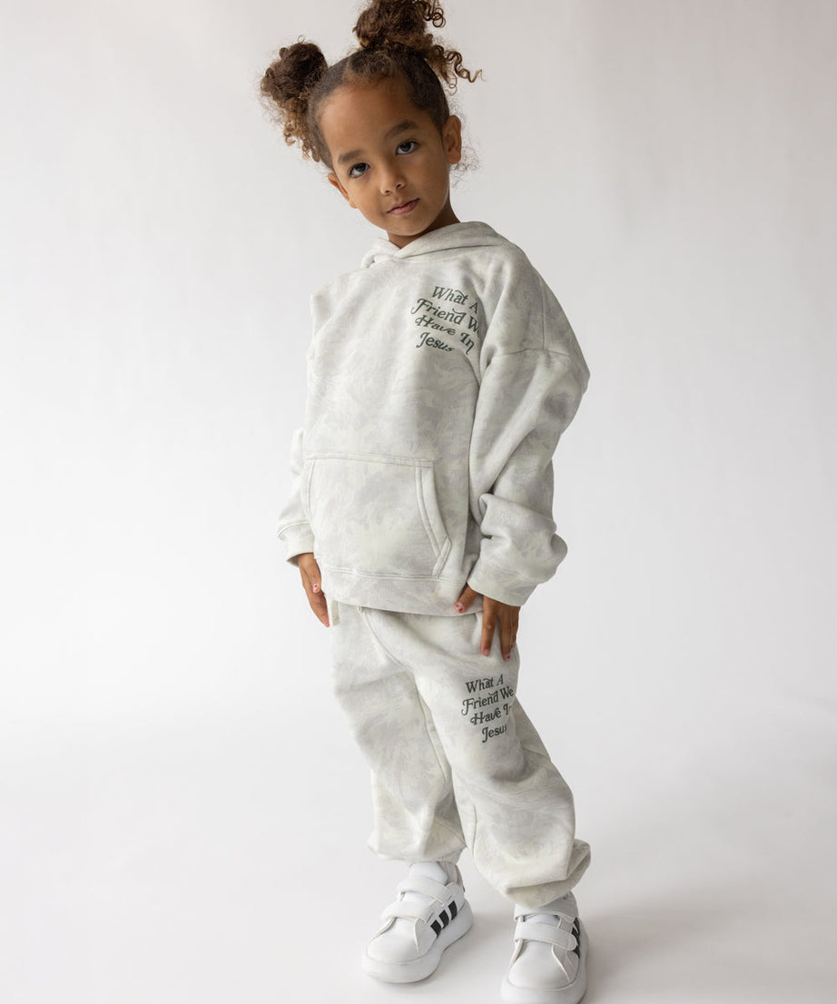 What a Friend in Jesus Camo Kinder Hoodie