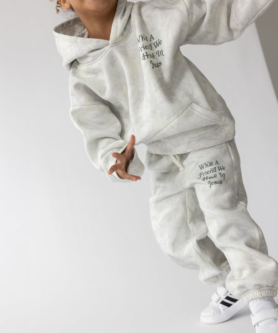 Was für ein Freund in Jesus Camouflage-Jogginghose für Kinder