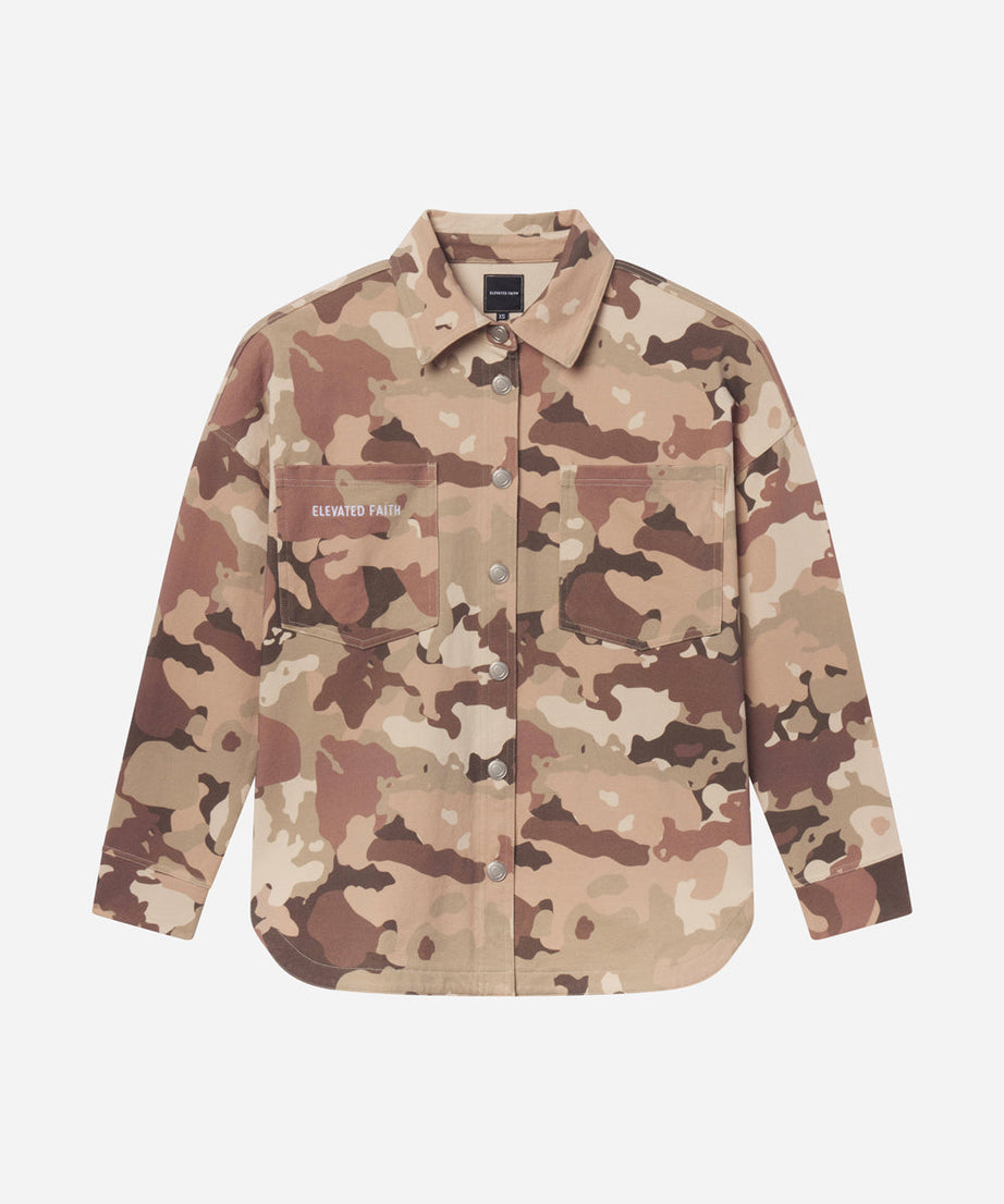 What a Friend in Jesus Camo Shacket