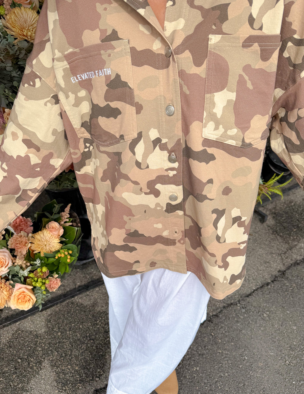 What a Friend in Jesus Camo Shacket