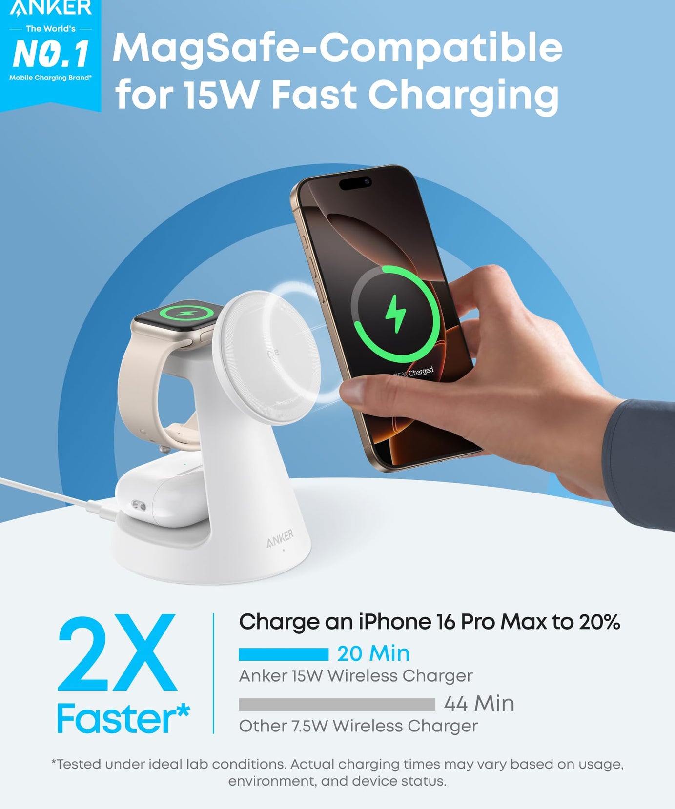 Anker MagGo Wireless Charging Station (3-in-1, Dock Stand)