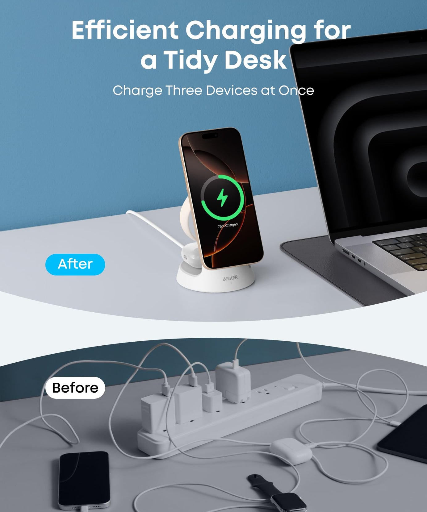 Anker MagGo Wireless Charging Station (3-in-1, Dock Stand)