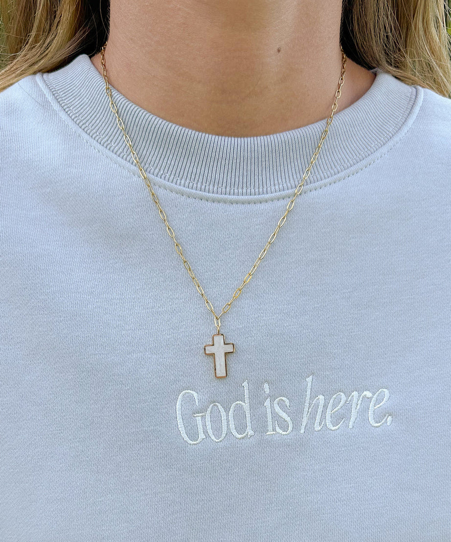 White Enamel Cross Necklace