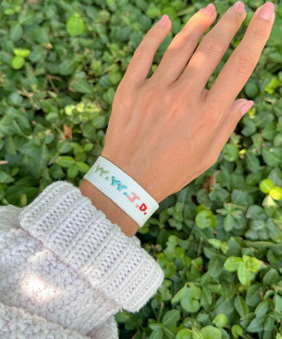 White WWJD Embroidered Bracelet
