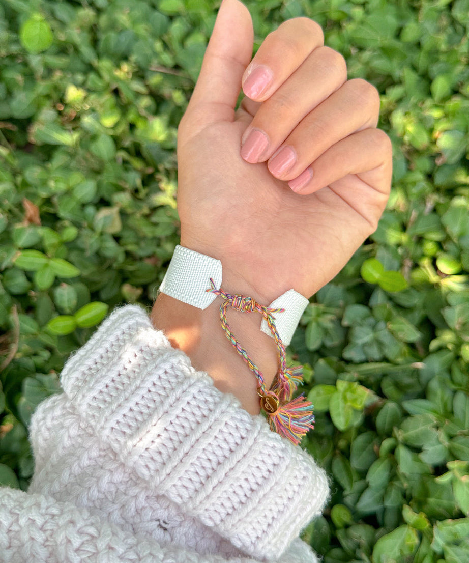 White WWJD Embroidered Bracelet
