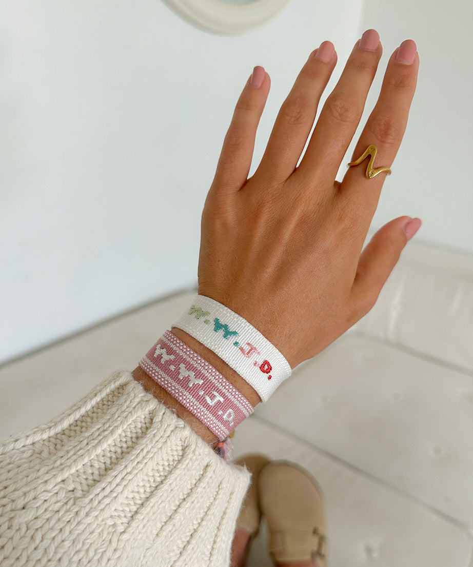 White WWJD Embroidered Bracelet