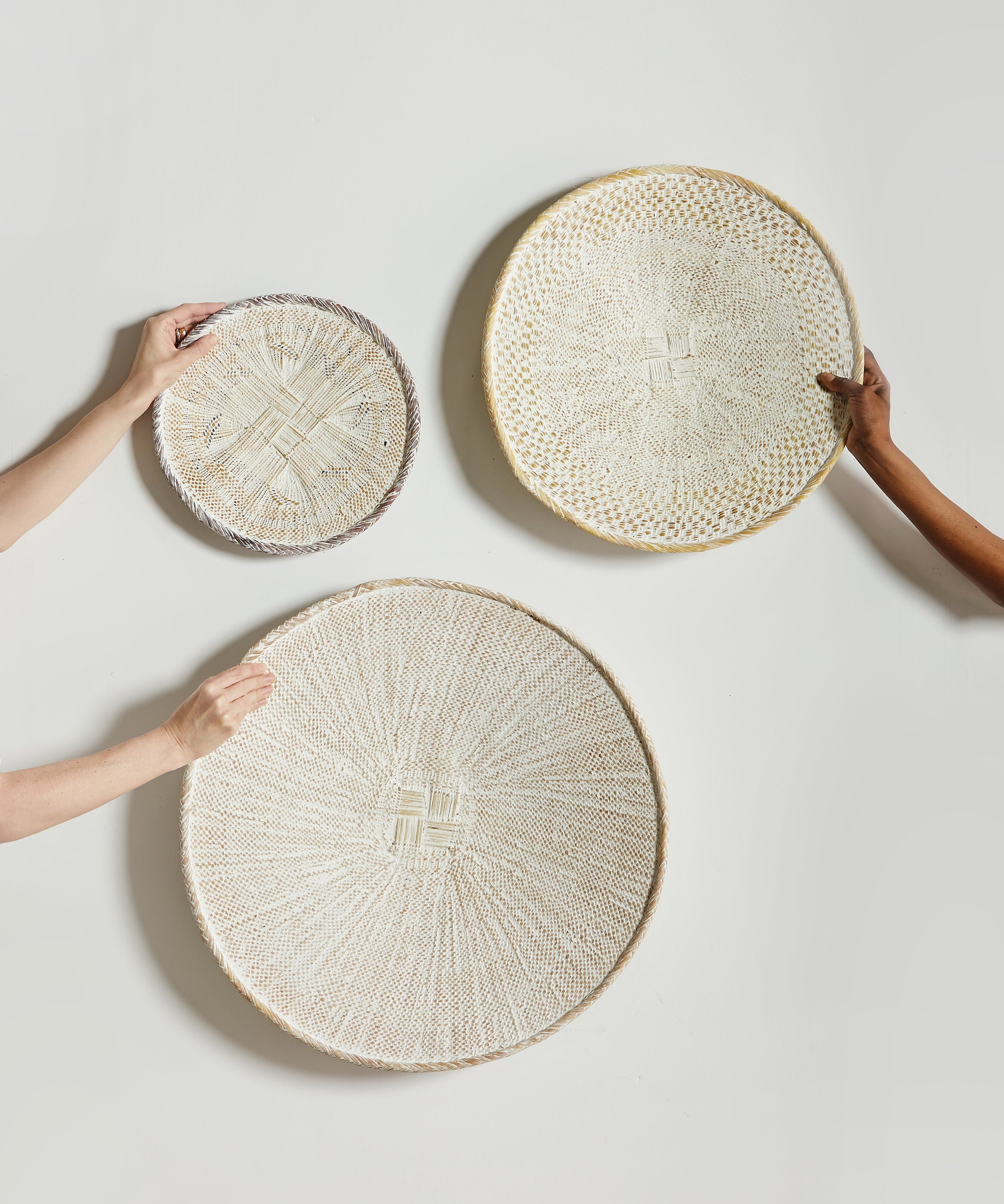 White Washed Handwoven Wall Basket