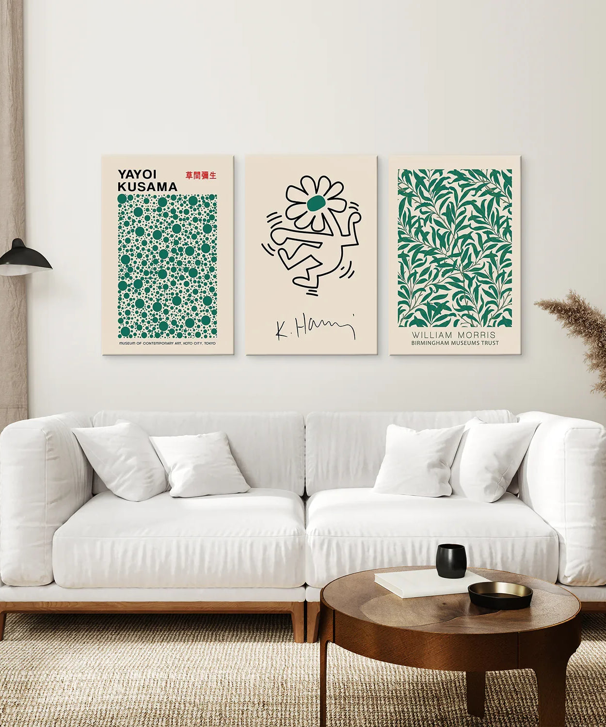 Ausstellung Grüne Kunst 3er Set Abstrakt Kunstdruck
