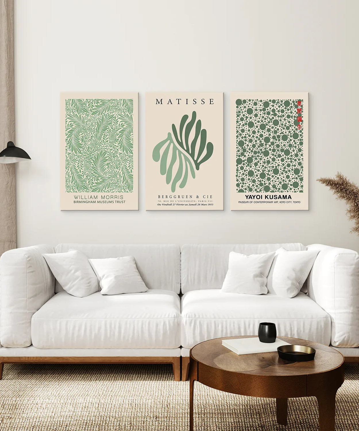 Salbeigrünes Matisse-Kunstdruck-Set, 3-teilig