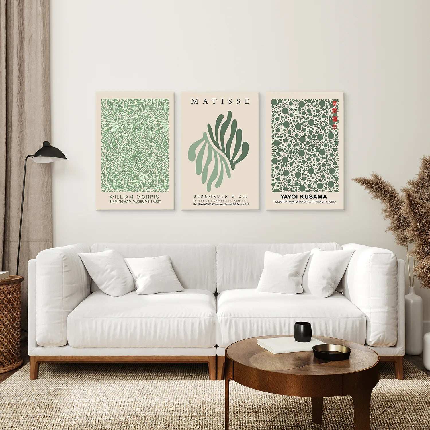 Salbeigrünes Matisse-Kunstdruck-Set, 3-teilig
