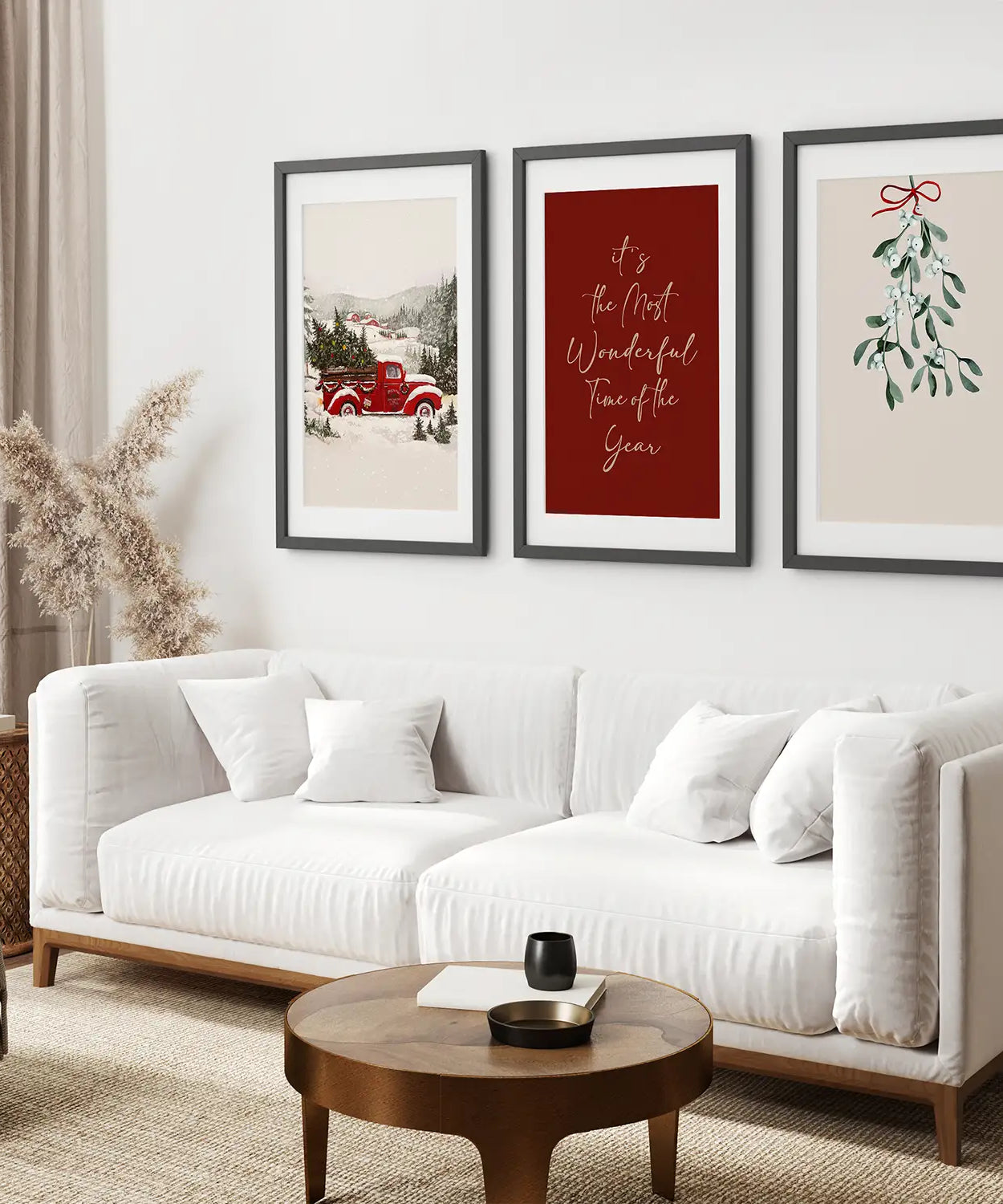 Winterliche Feiertagslandschaft 3er-Set Wandkunst