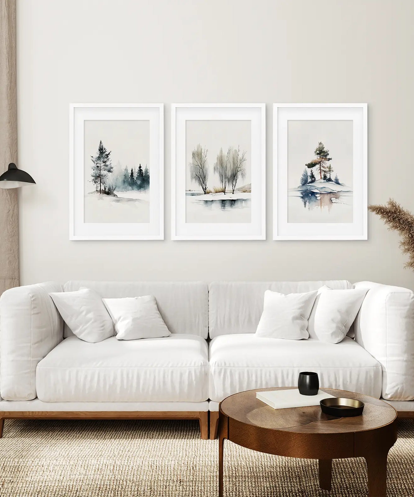 Winter Natur 3er-Set Wandkunst Kiefernwald Deko