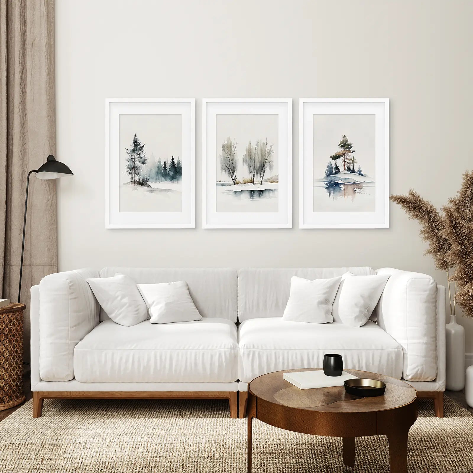Winter Natur 3er-Set Wandkunst Kiefernwald Deko