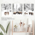 Winter Animals Wall Art Set of 3. Buffalo, Deer, Goat