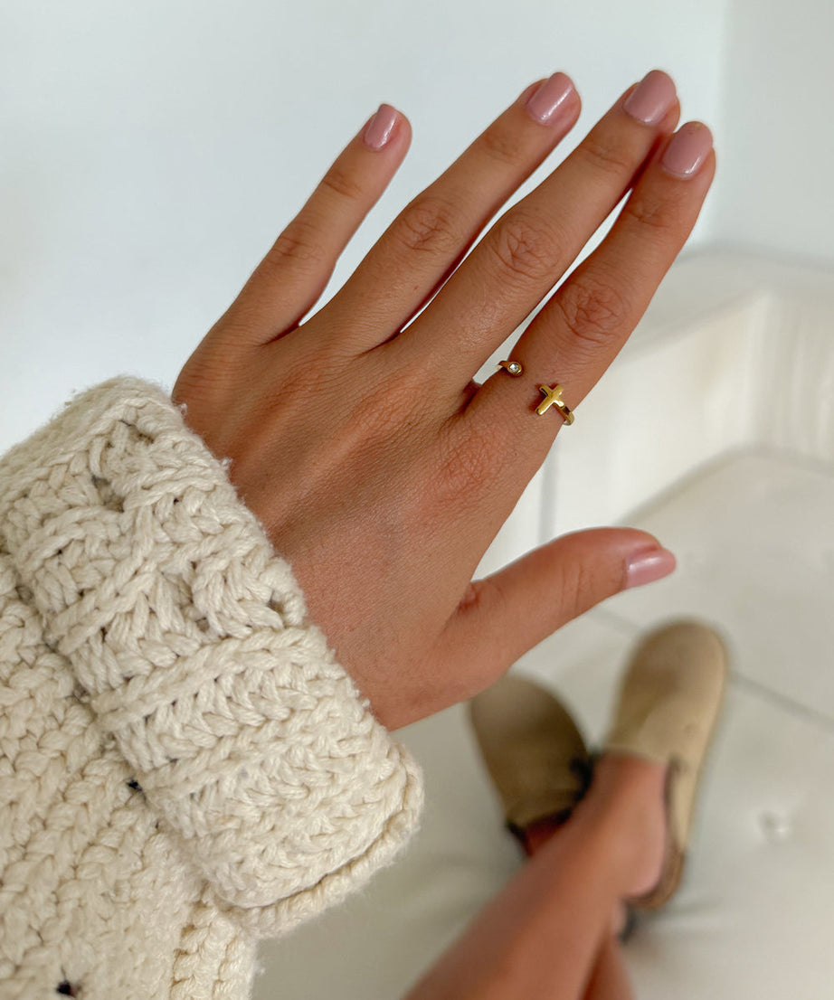 Wrapped Cross Gem Ring