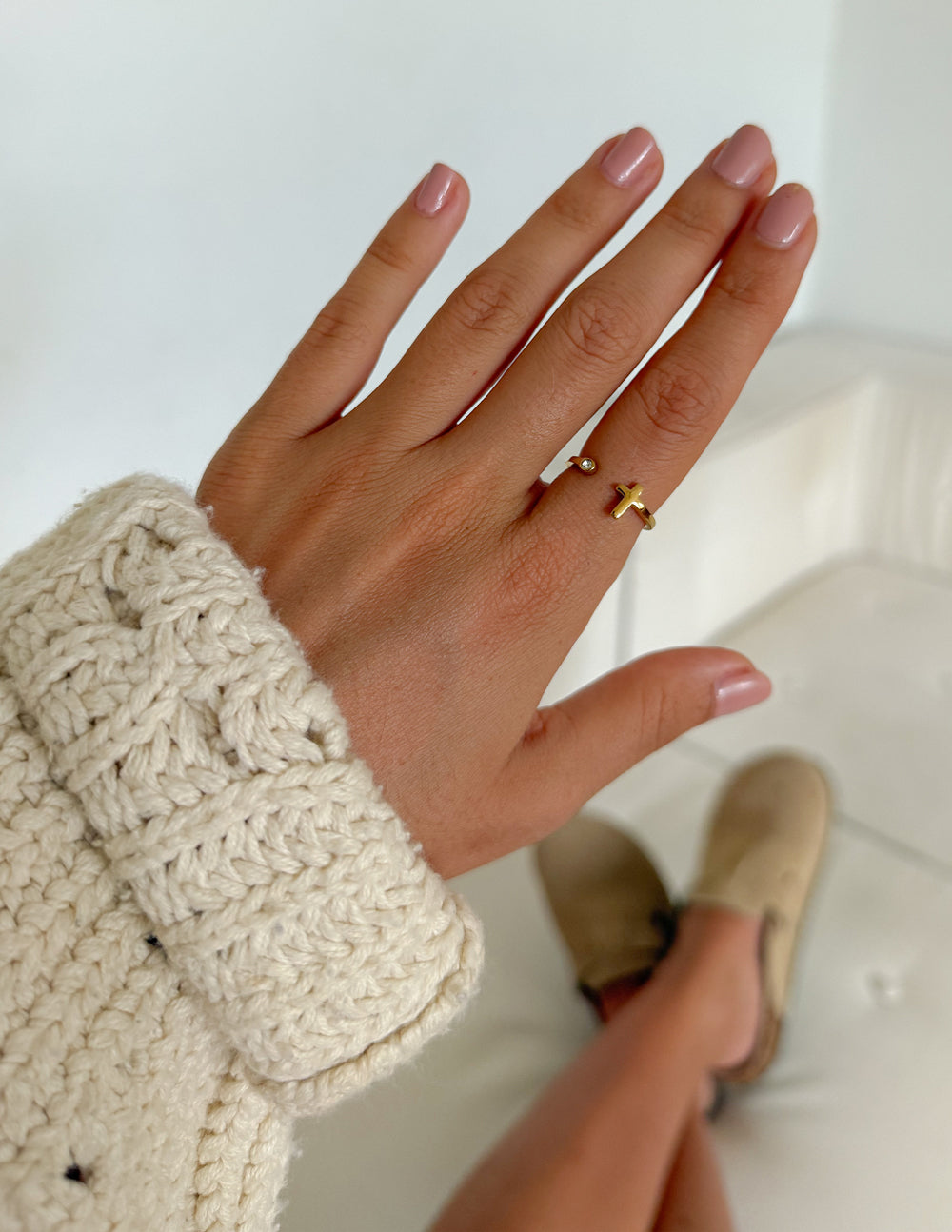 Wrapped Cross Gem Ring