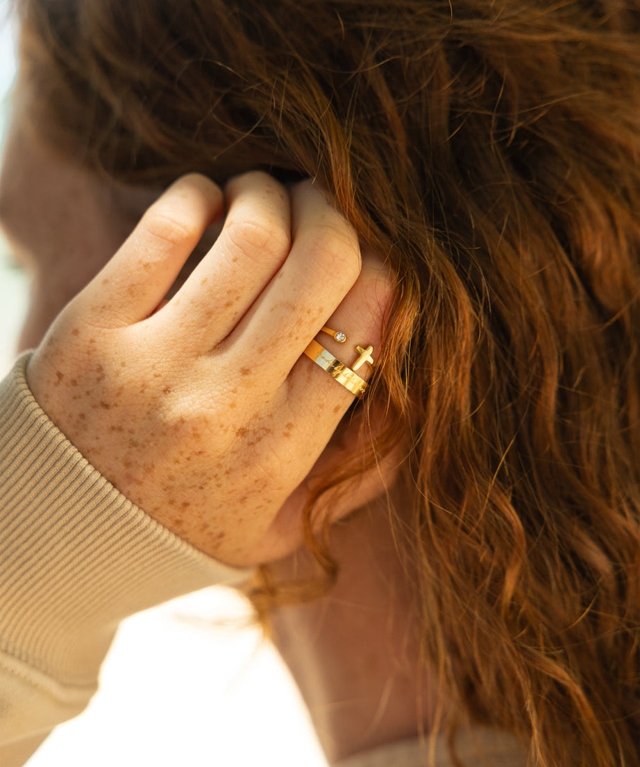 Wrapped Cross Gem Ring