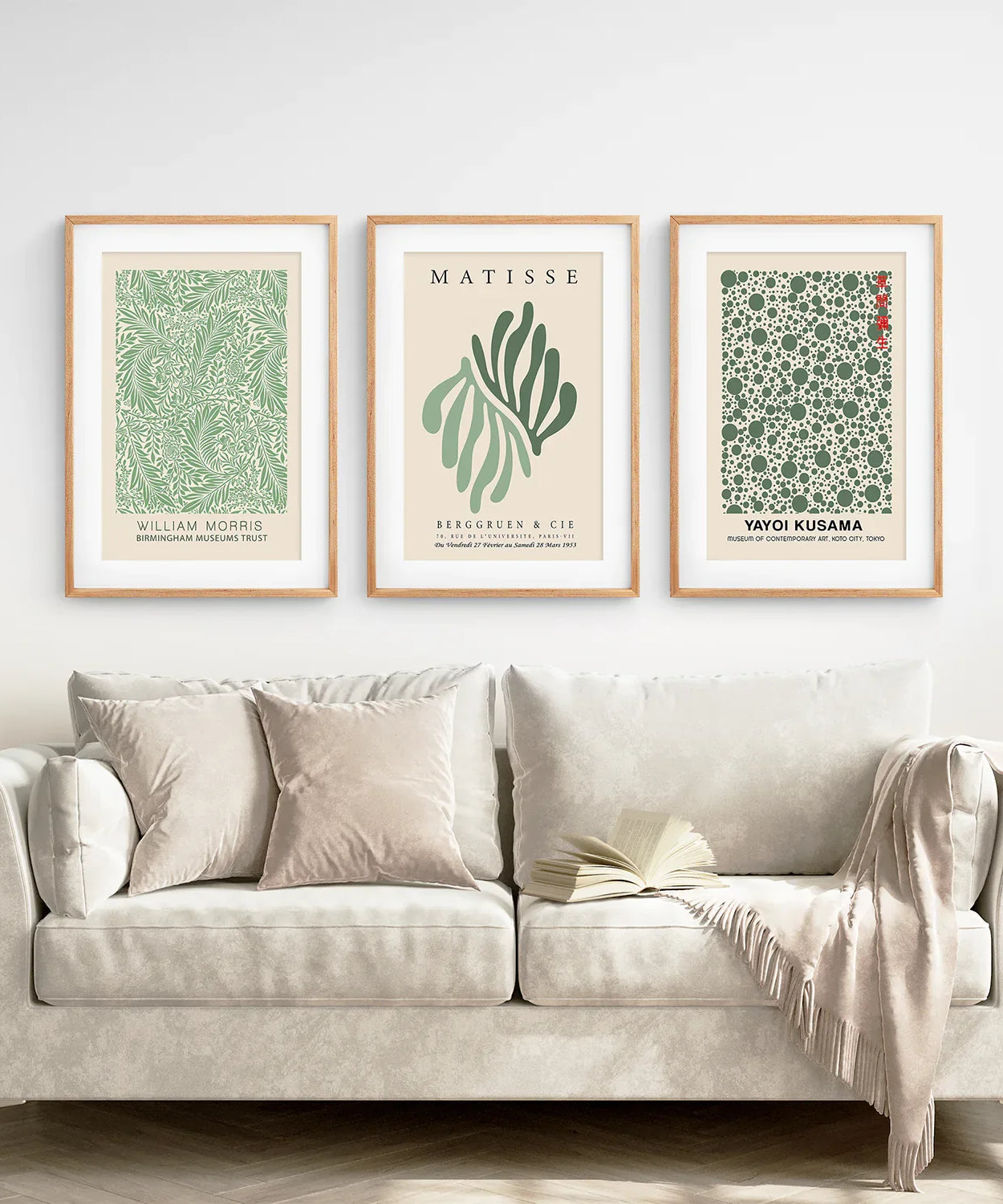 Salbeigrünes Matisse-Kunstdruck-Set, 3-teilig